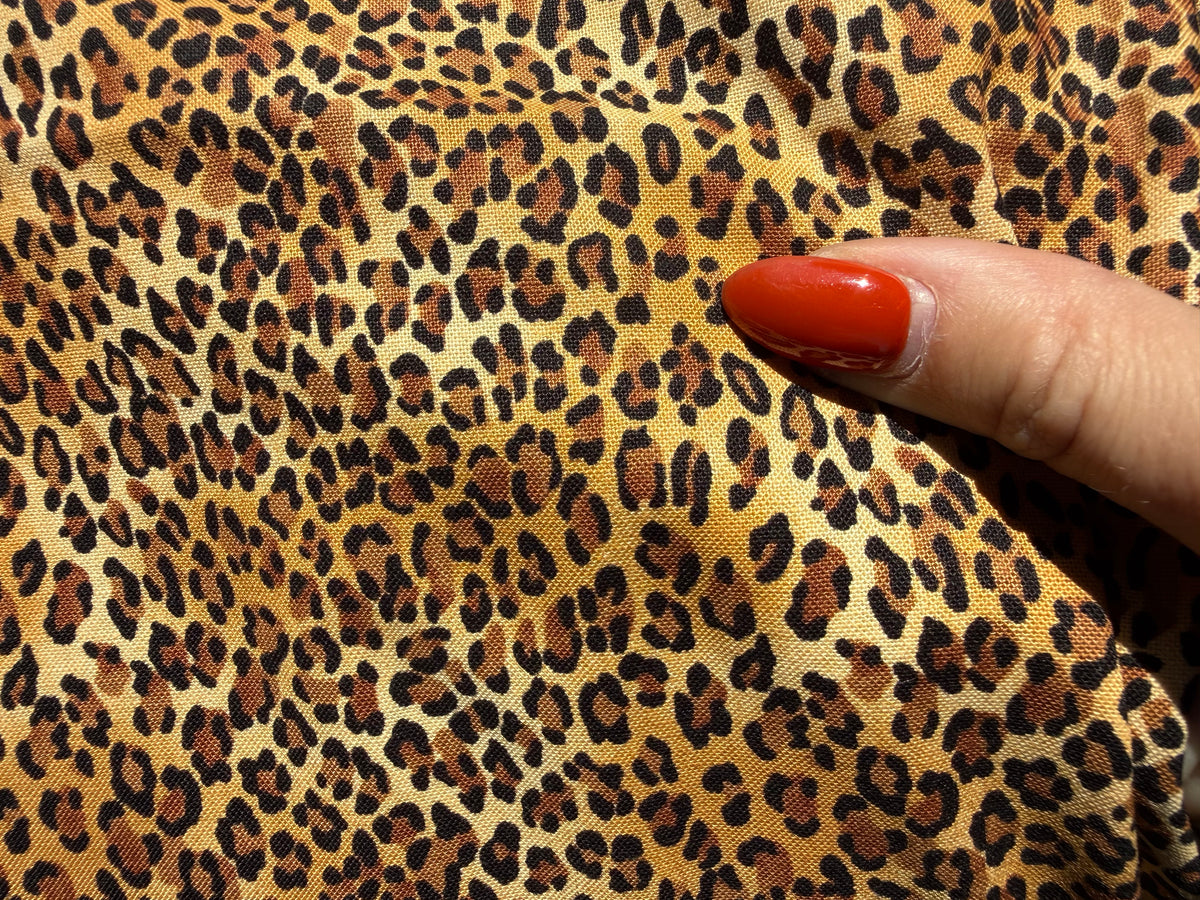 Brown Tan Black Leopard Animal Print Quilt Cotton "Mama Meow”