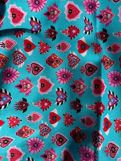 Blue Red Pink Black Yellow White Heart Eyes Wings Floral Skeleton Cross Fire "Mystic Flames of the Heart"