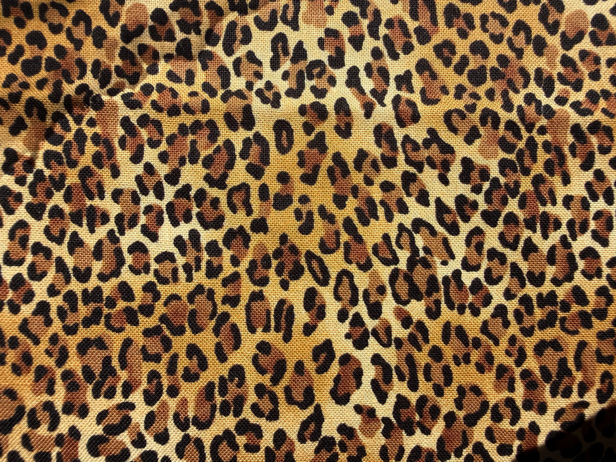 Brown Tan Black Leopard Animal Print Quilt Cotton "Mama Meow”