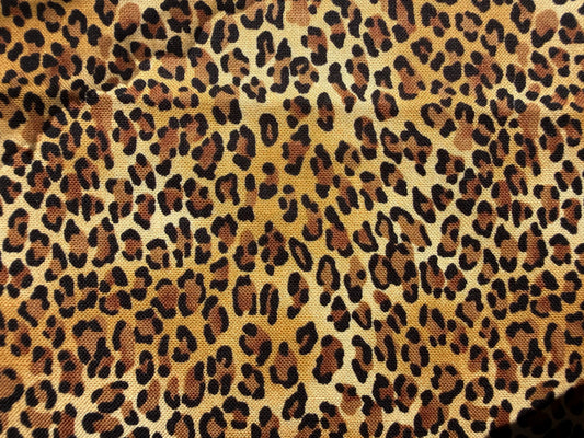 Brown Tan Black Leopard Animal Print Quilt Cotton "Mama Meow”