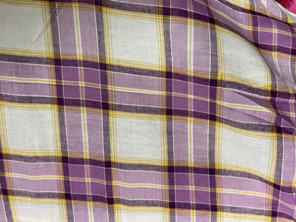 Purple Yellow White Plaid Cotton Voile Woven "Laker Country"