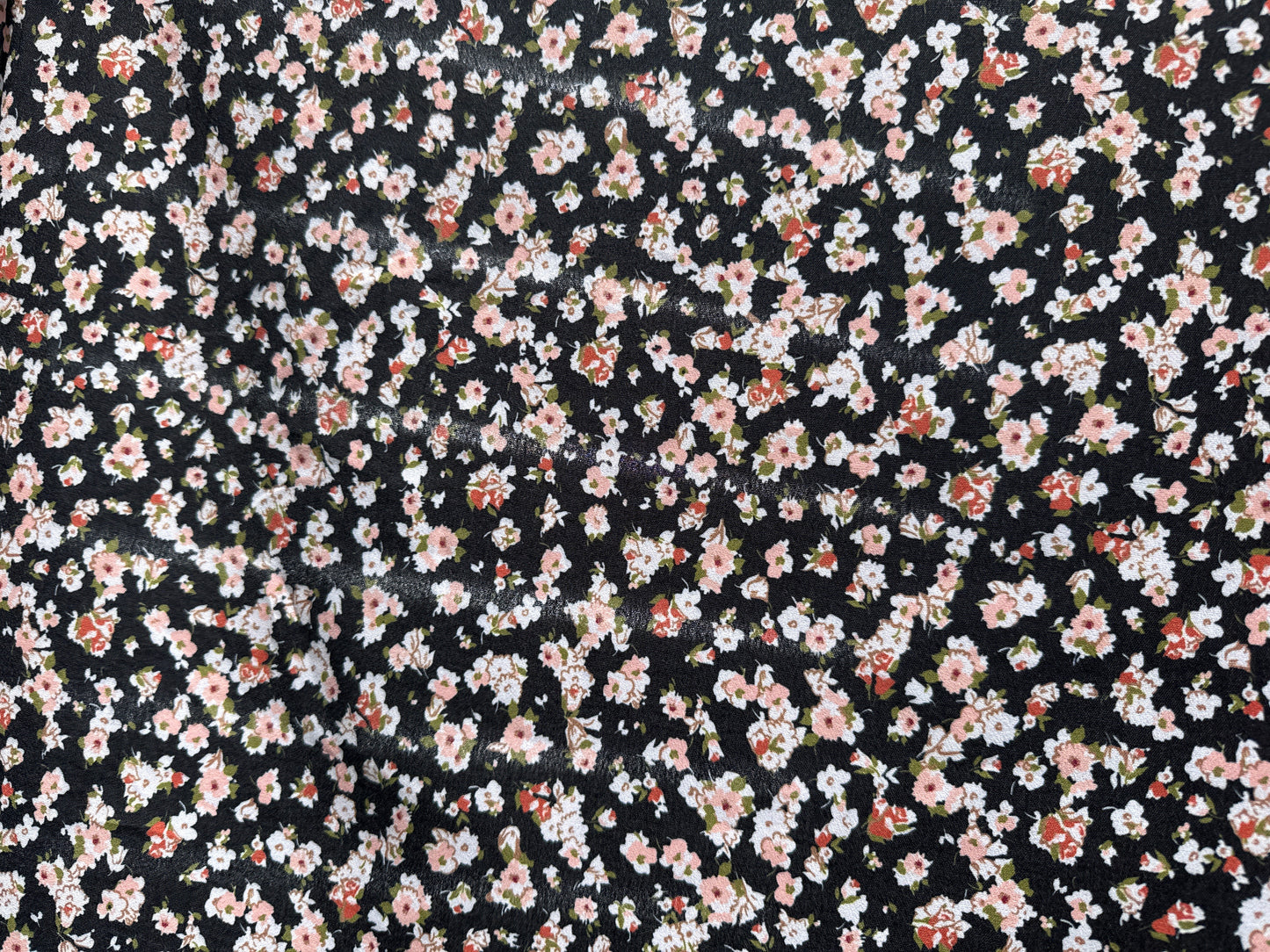 Black White Rust Green Rose Floral Polyester Woven "Alyssa's Garden"