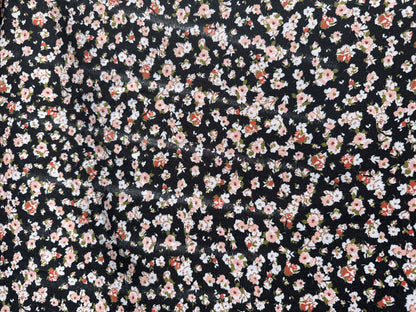 Black White Rust Green Rose Floral Polyester Woven "Alyssa's Garden"