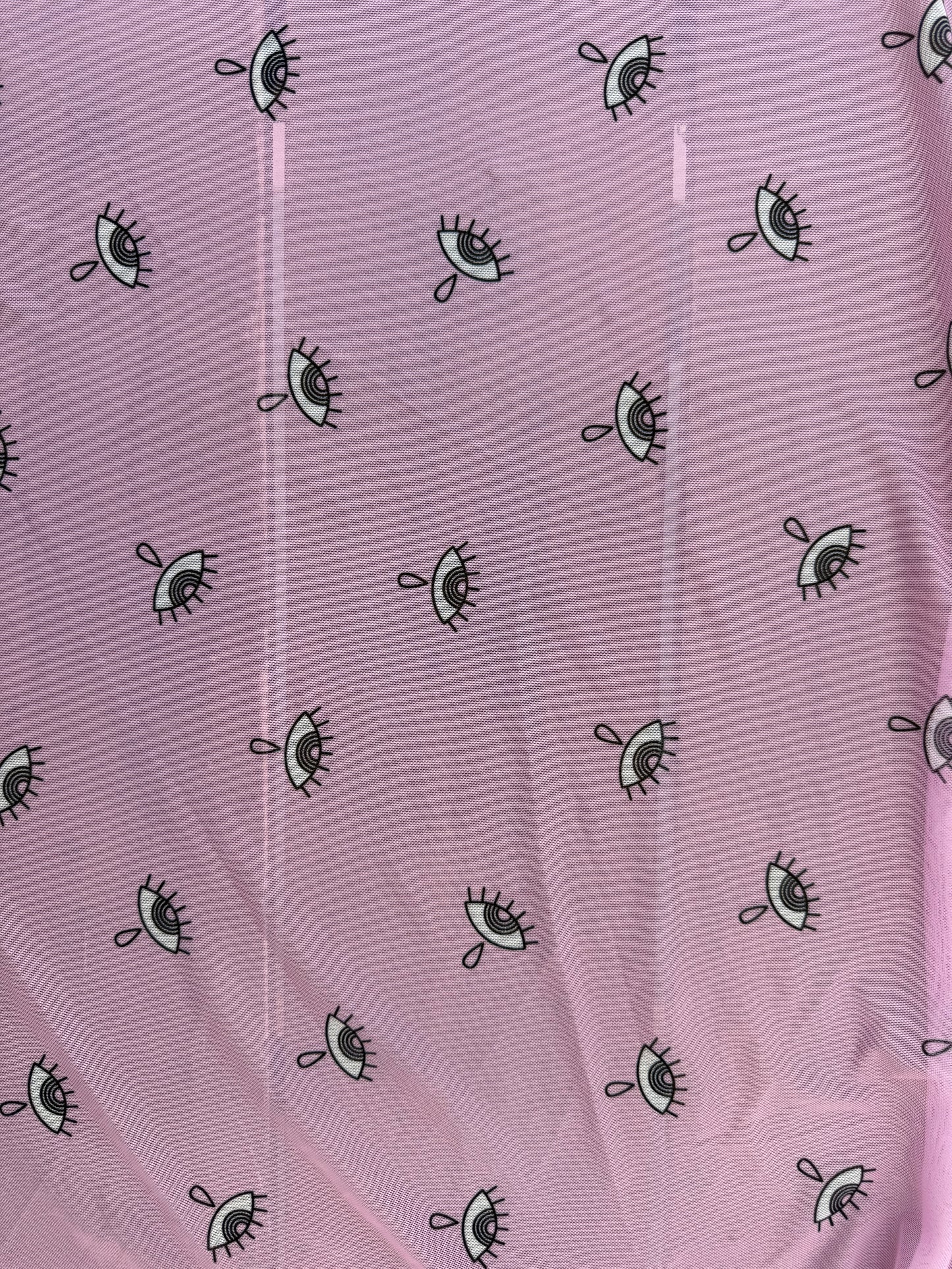 Pink White Black Eye Tear Print Nylon Spandex Mesh “Eye Opening”
