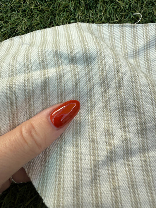 Beige White Ticking Stripe Weight Cotton Twill Denim "Driftwood"