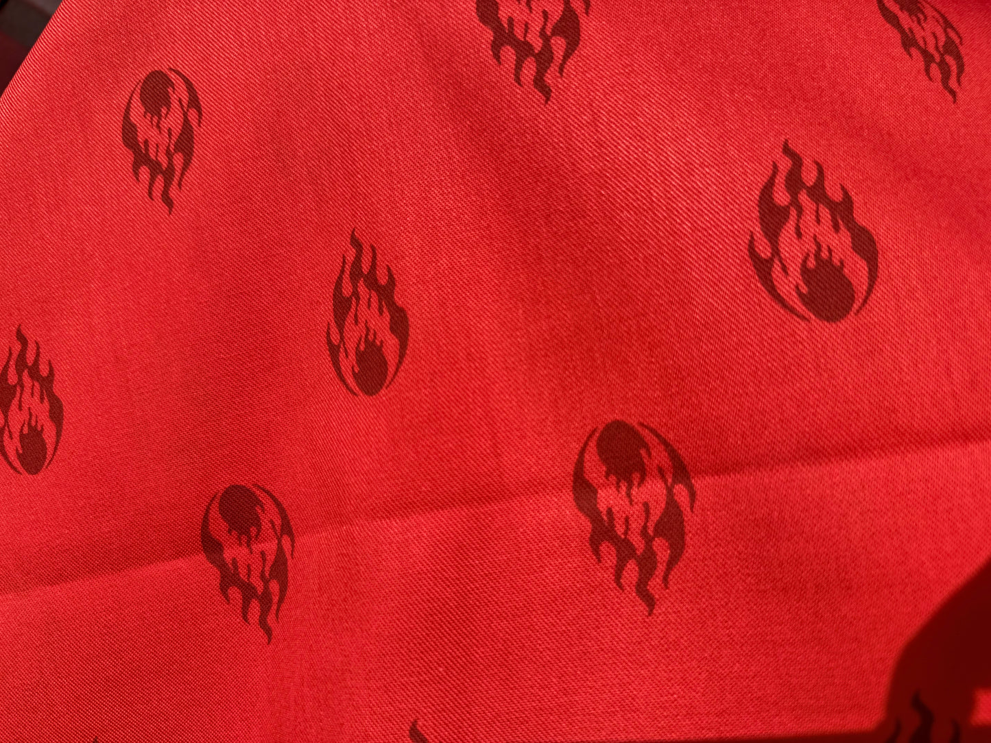 Red Flame Print Cotton Polyester Twill Poplin Woven "That's Hot"
