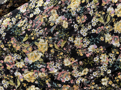 Black Yellow Pink Green Floral Print “Olivia”
