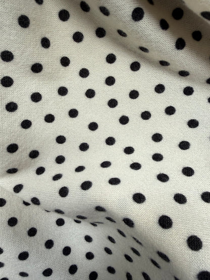 White Black Polka Dot Hacci Sweater Knit “Lucy Cloud”