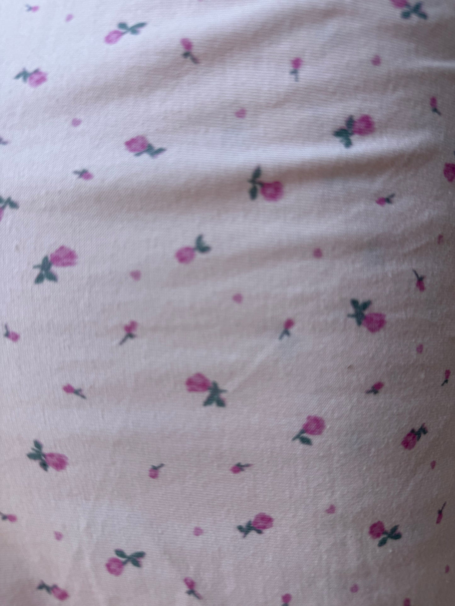 Pink Rose Bud Ditsy Floral Print Cotton Jersey Knit “Sleeping Rose”
