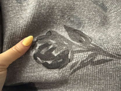 Grey Black Floral Rib Knit “Storm Roses”