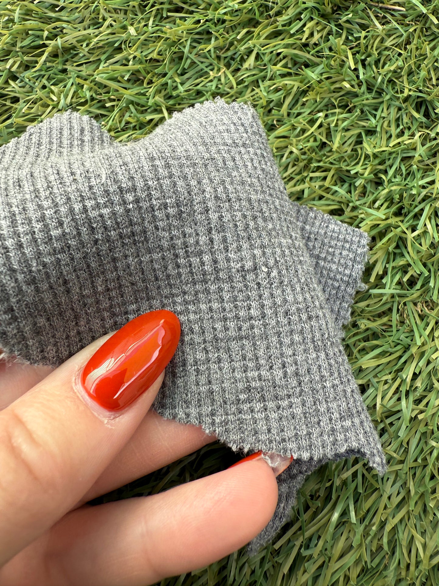 Charcoal Heather Grey Small Cotton Mini Waffle Thermal Knit "Coal Mine"