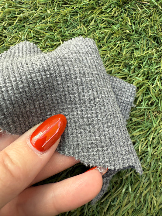 Charcoal Heather Grey Small Cotton Mini Waffle Thermal Knit "Coal Mine"