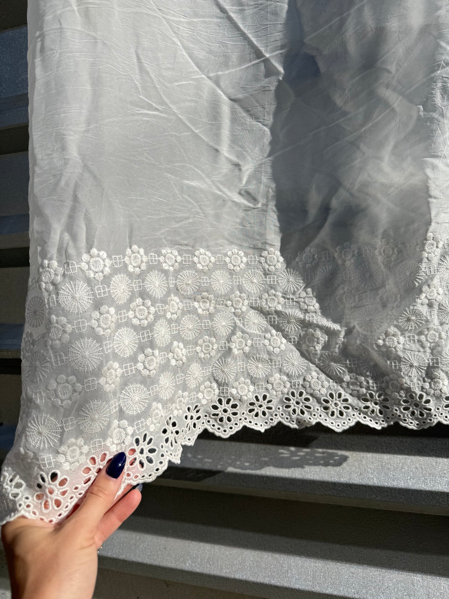 White Embroidered Eyelet Cupro Rayon Woven “Sweet Edge”