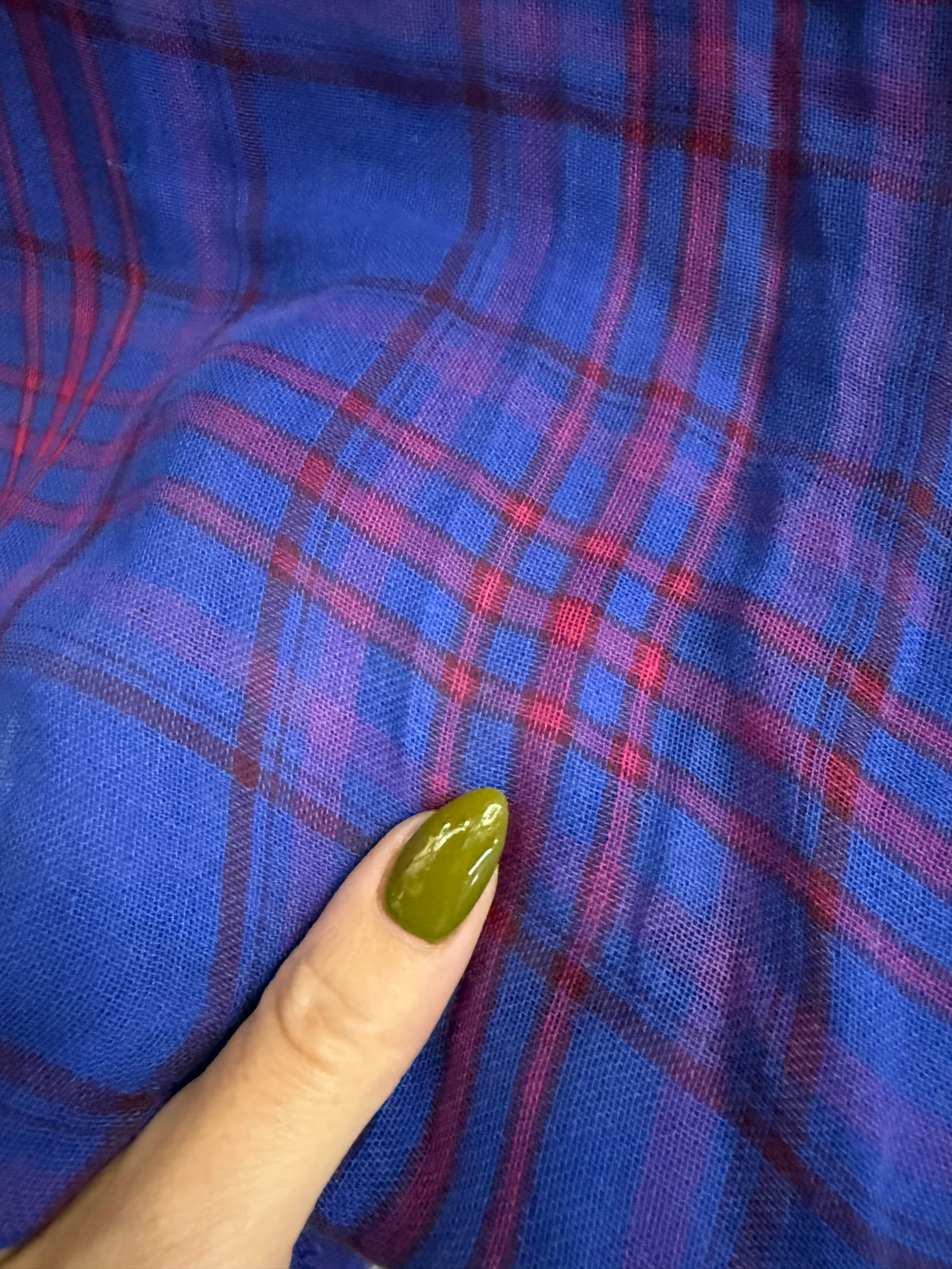 Blue Red Plaid Double Cotton Gauze Woven "Bobby”