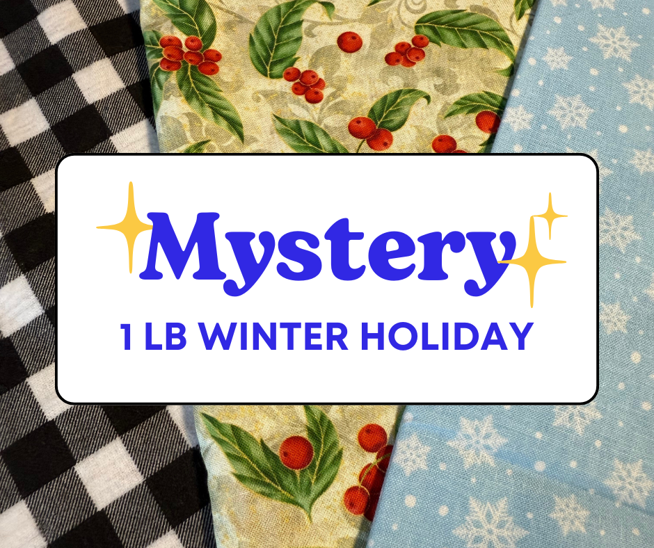 1 LB Holiday Quilt Cotton and Flannel Mystery Bundle