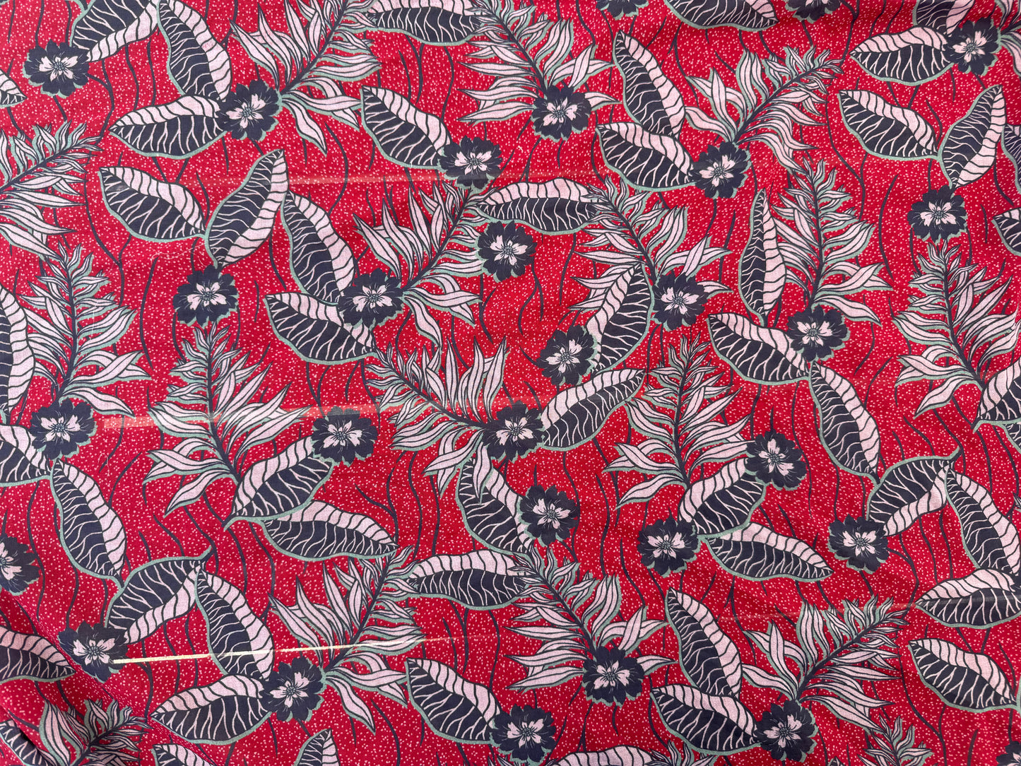 Blue Red Green Block Print Cotton Gauze woven ‘Layla’