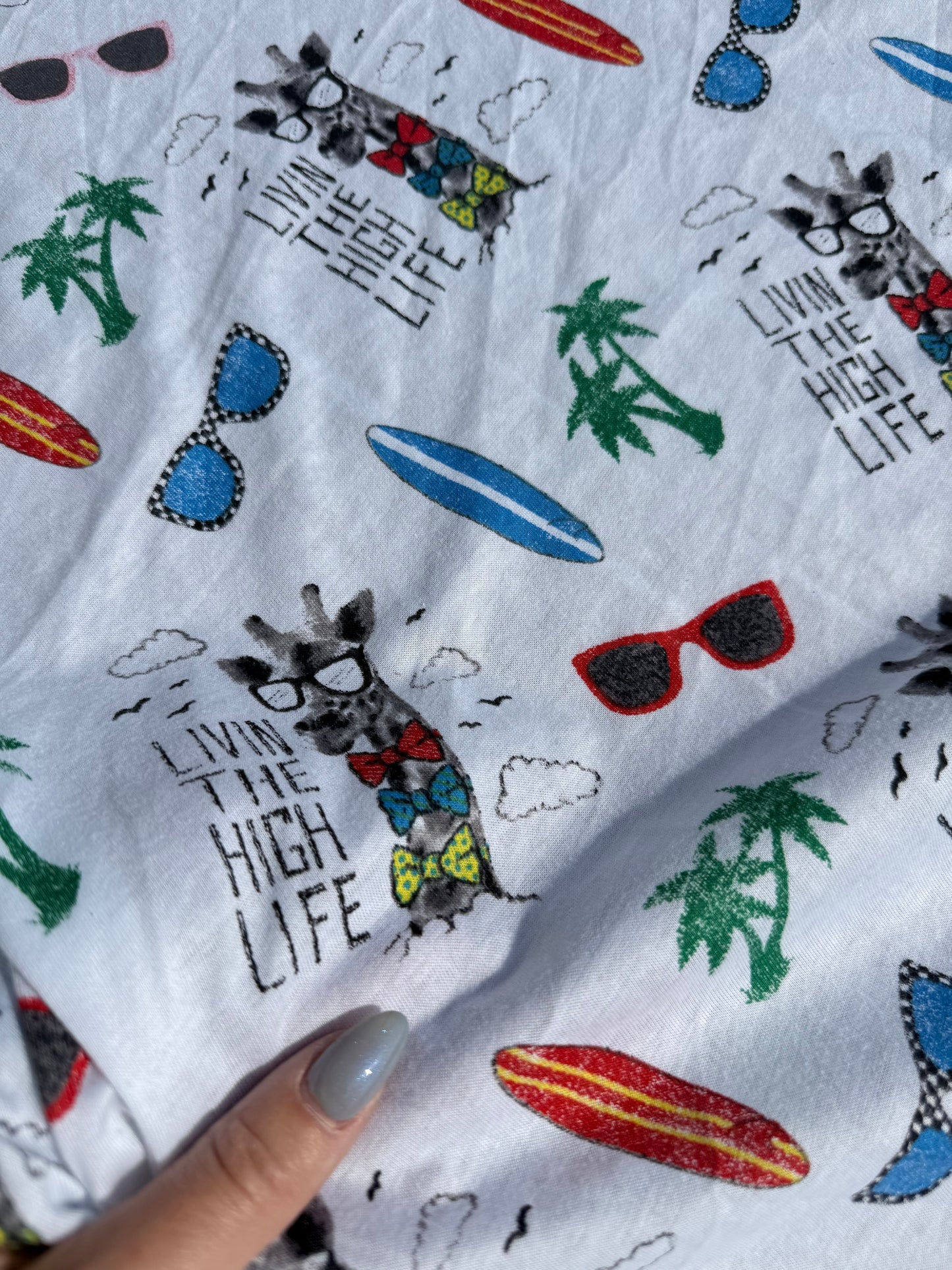 White Giraffe Sunglasses Animal Print Cotton Jersey Knit "Curious Giraffe"