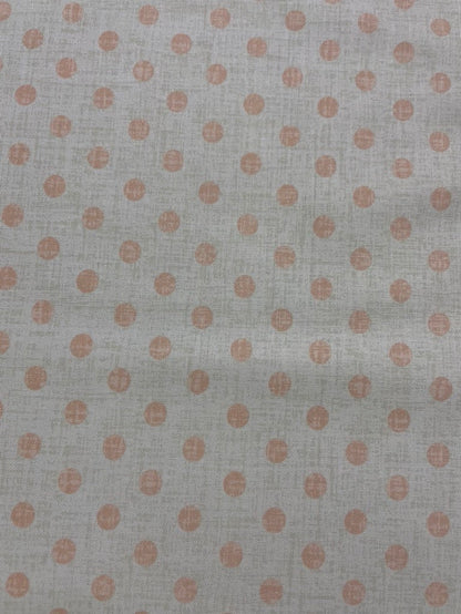 Light Peach White Mini Dot crosshatch Quilt Cotton Poplin Woven "Babydoll"