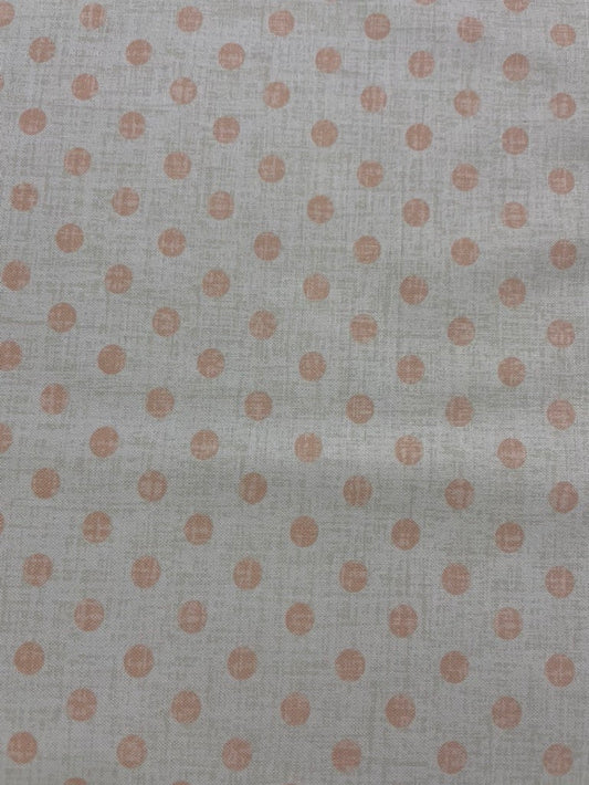 Light Peach White Mini Dot crosshatch Quilt Cotton Poplin Woven "Babydoll"