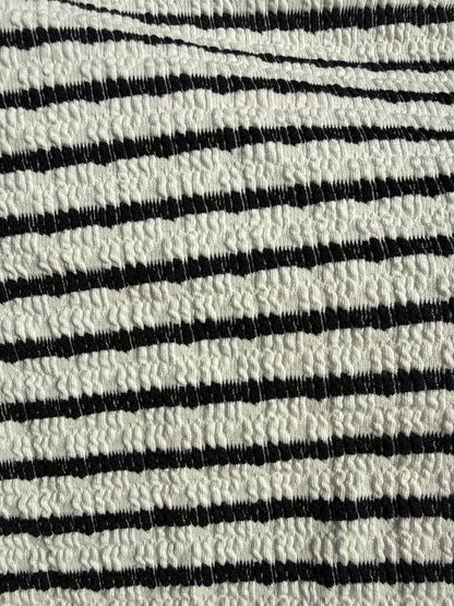 Black White Stripe Smocked Rayon Spandex Knit “Izzy”