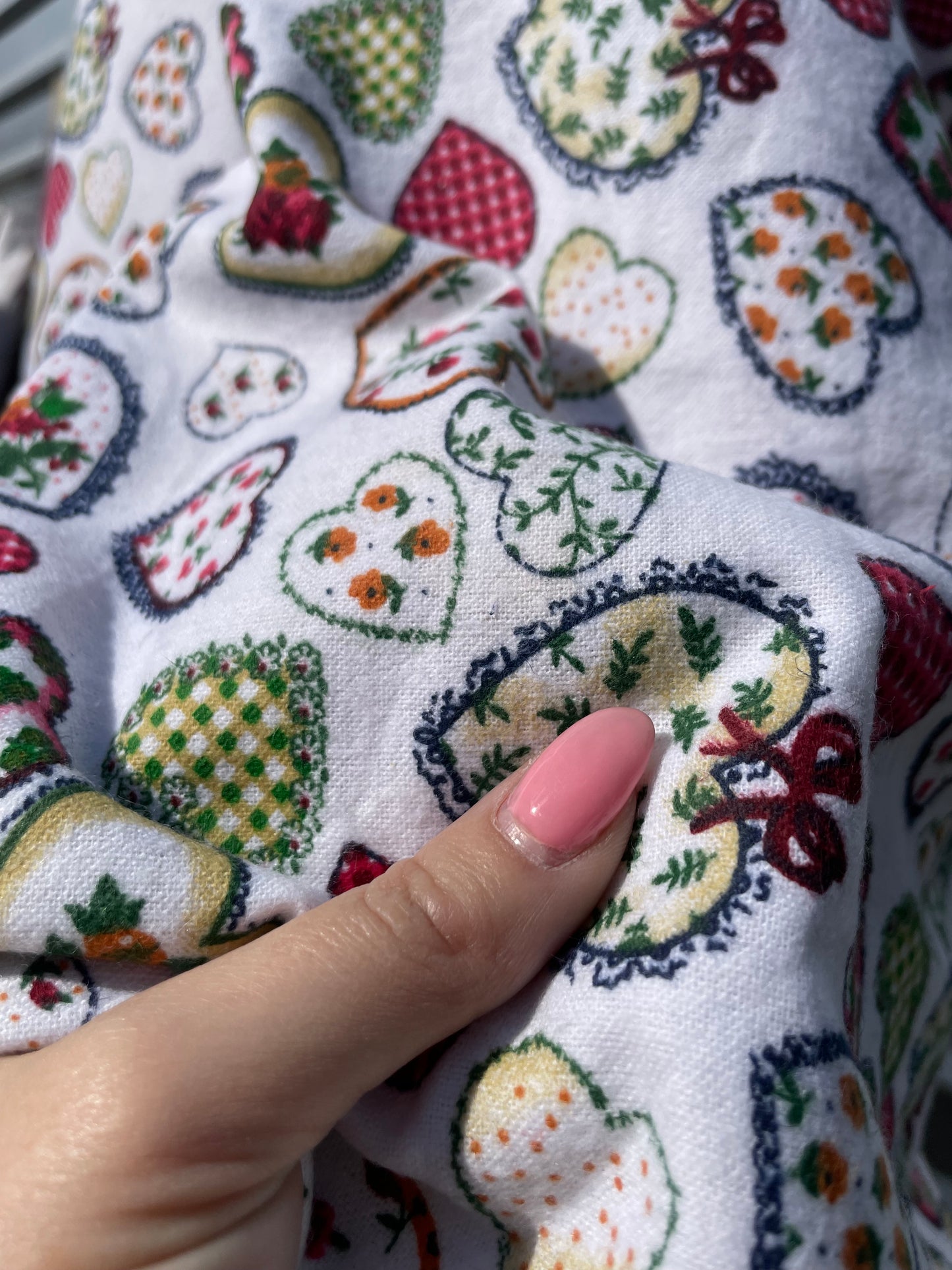 Vintage Heart Print Cotton Flannel "Nana's Softie"