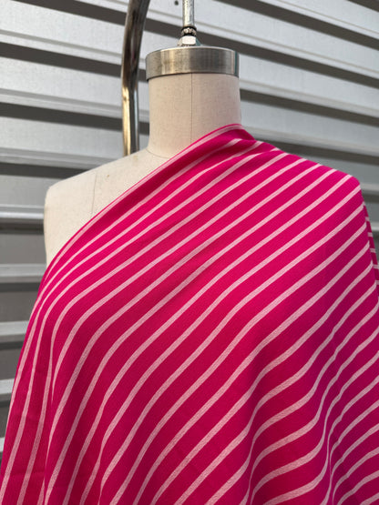 Pink White Stripe Rayon Challis Woven "Pinky Kinky"
