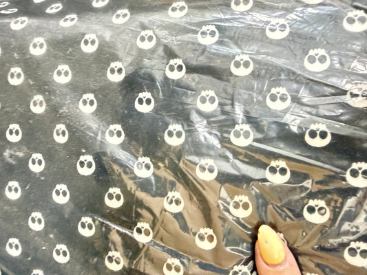 Black White Small Skull Minky Polyester "Shrunken Head”