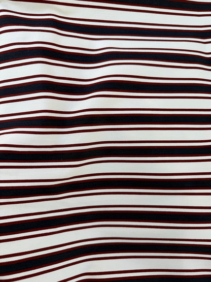 Red Blue White Printed Stripe Cotton Spandex Denim Twill "Boardwalk Talk"