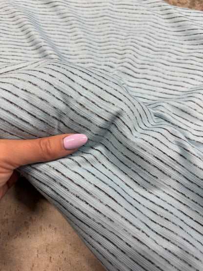 Blue Black Stripe Rayon Spandex Jersey Knit "Lake"