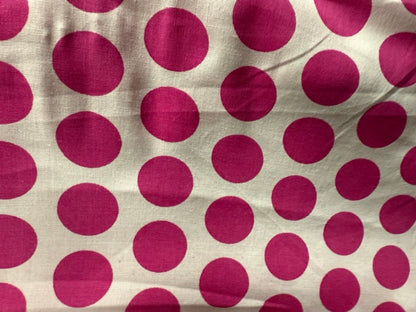 White Pink Polka Dot Vintage Cotton Spandex Poplin "Malibu POP!"