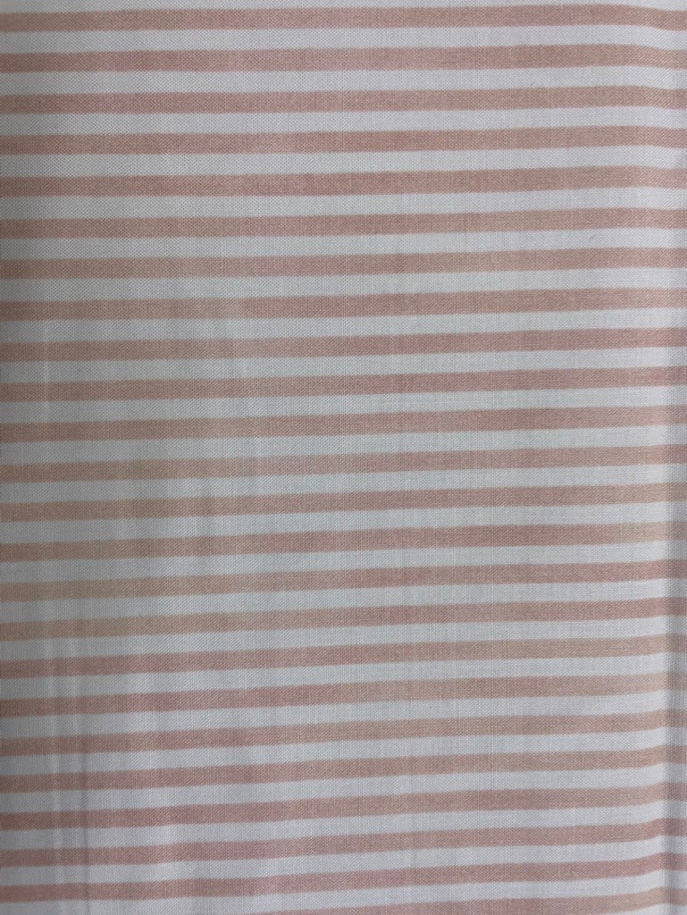 Pink White  Vertical Stripe Quilt Cotton Poplin Woven "Himalayan Pink "