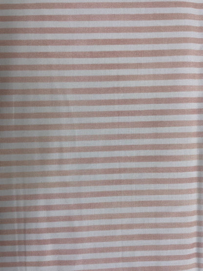 Pink White  Vertical Stripe Quilt Cotton Poplin Woven "Himalayan Pink "