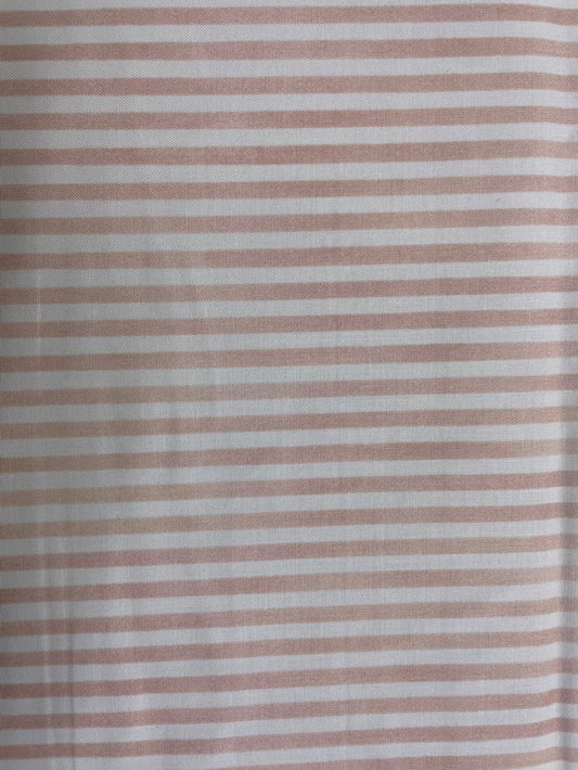 Pink White  Vertical Stripe Quilt Cotton Poplin Woven "Himalayan Pink "