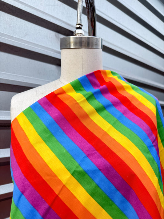 Rainbow Stripe Vintage Cotton Lightweight Poplin "June"