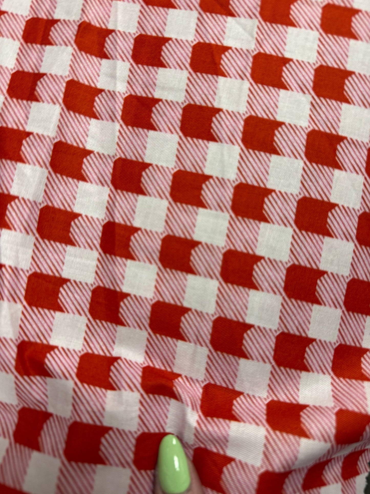 Red Cat Gingham  Print Quilt Cotton "Paw Jamas “