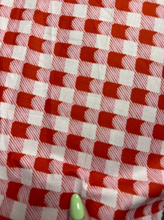 Red Cat Gingham  Print Quilt Cotton "Paw Jamas “