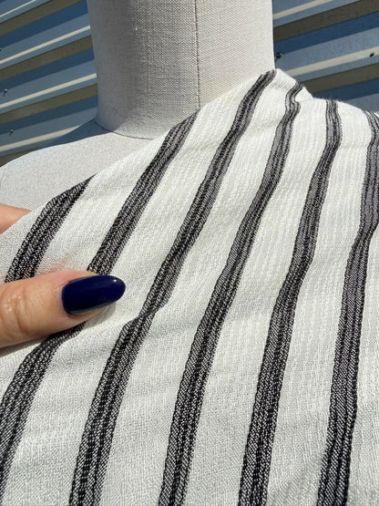 White Black Stripe Rayon Crepe Woven "Rory"