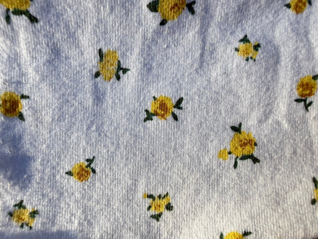 White Yellow Rose Bud Ditsy Floral Print Cotton Jersey Knit “Rose is Awake"