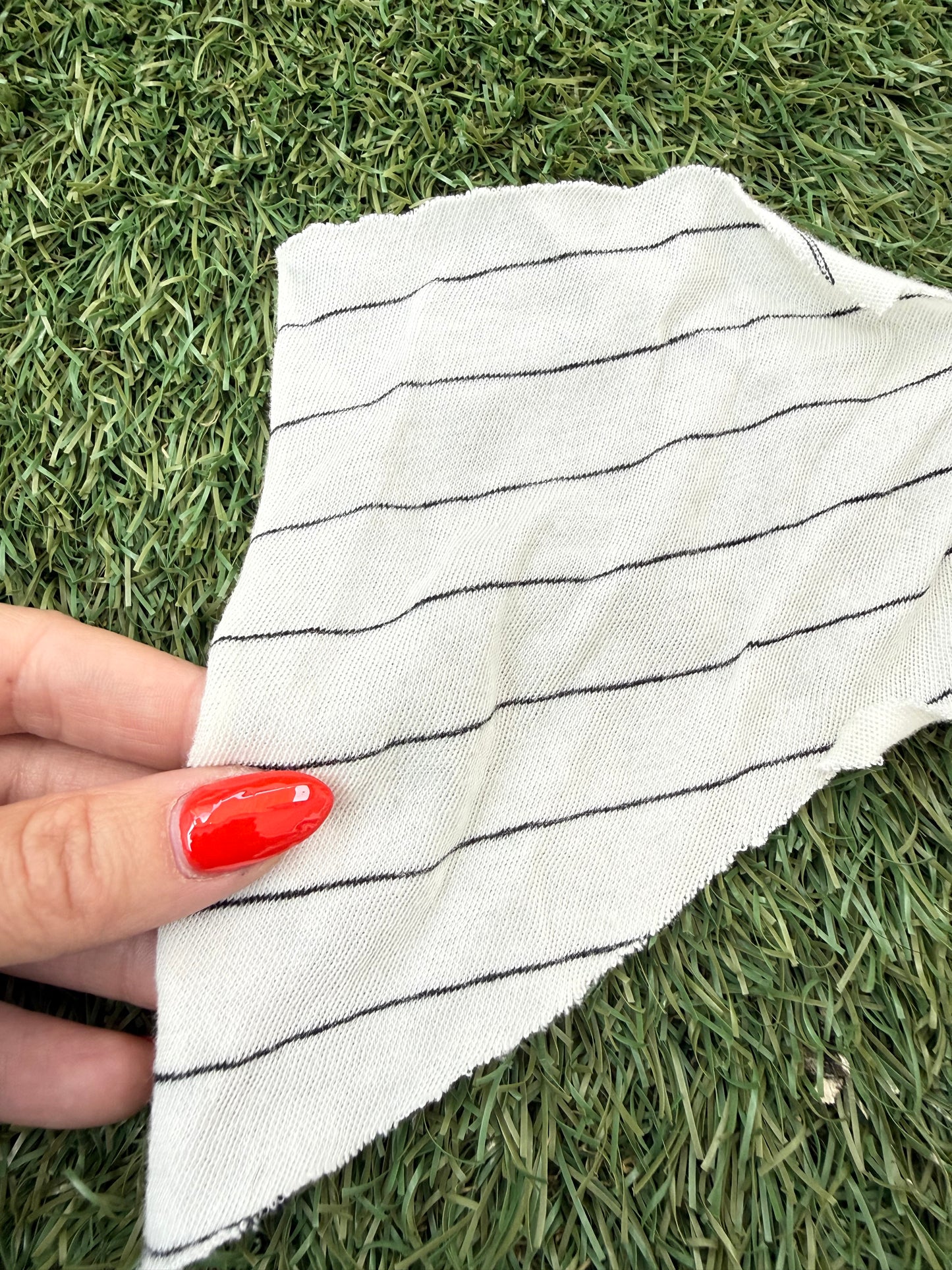 White Thin Black Stripe Cotton Jersey "Three Hole Paper”