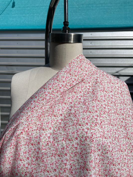 Ditsy Red Floral Cotton Polyester Lawn Cottage Core "Meadows at Sunrise"