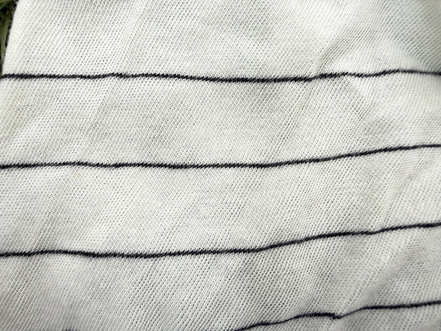 White Thin Black Stripe Cotton Jersey "Three Hole Paper”