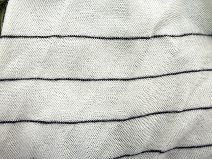 White Thin Black Stripe Cotton Jersey "Three Hole Paper”