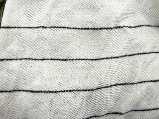 White Thin Black Stripe Cotton Jersey "Three Hole Paper”