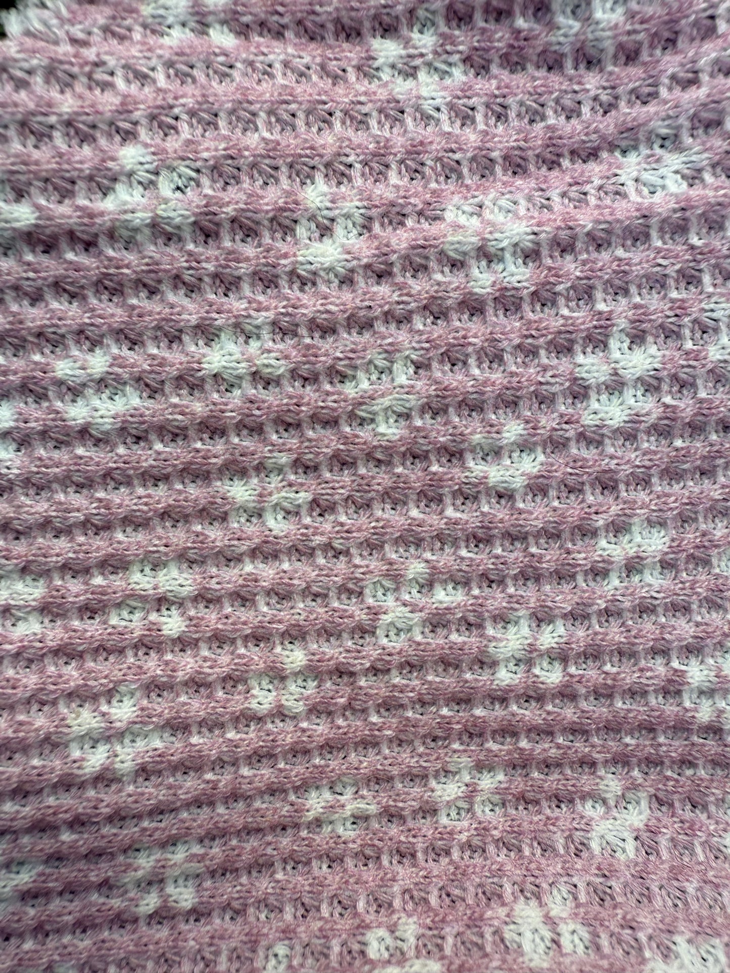 Pink White Floral Limited Edition Cotton Thick Waffle Thermal Knit "Stawberry Cream"