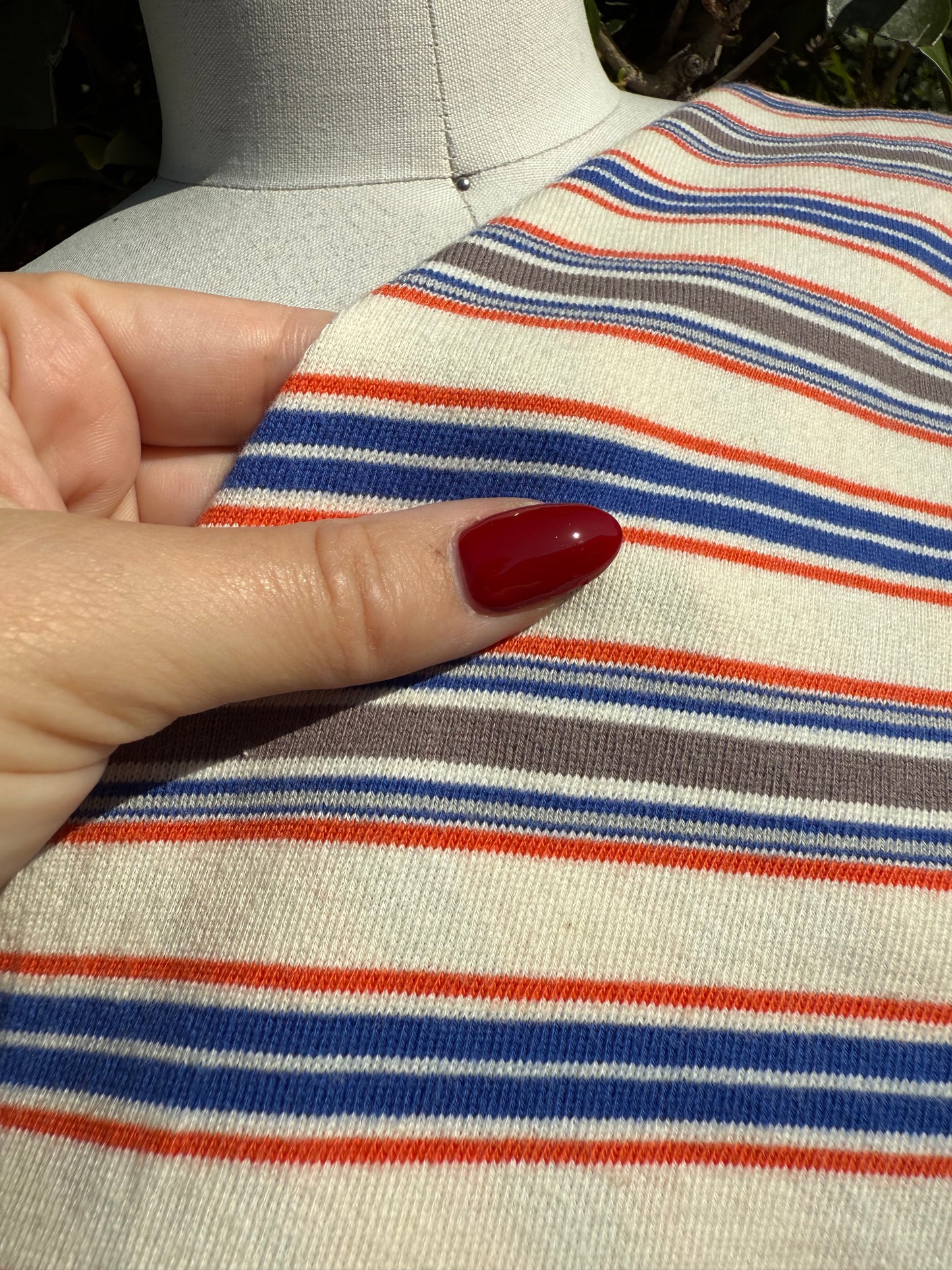 White Orange Blue Gray Stripe Cotton Jersey "Arnold"