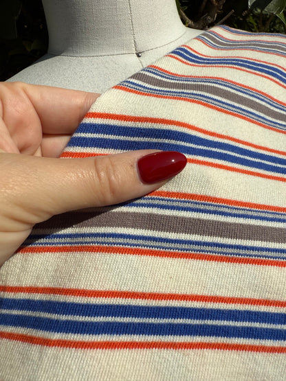 White Orange Blue Gray Stripe Cotton Jersey "Arnold"