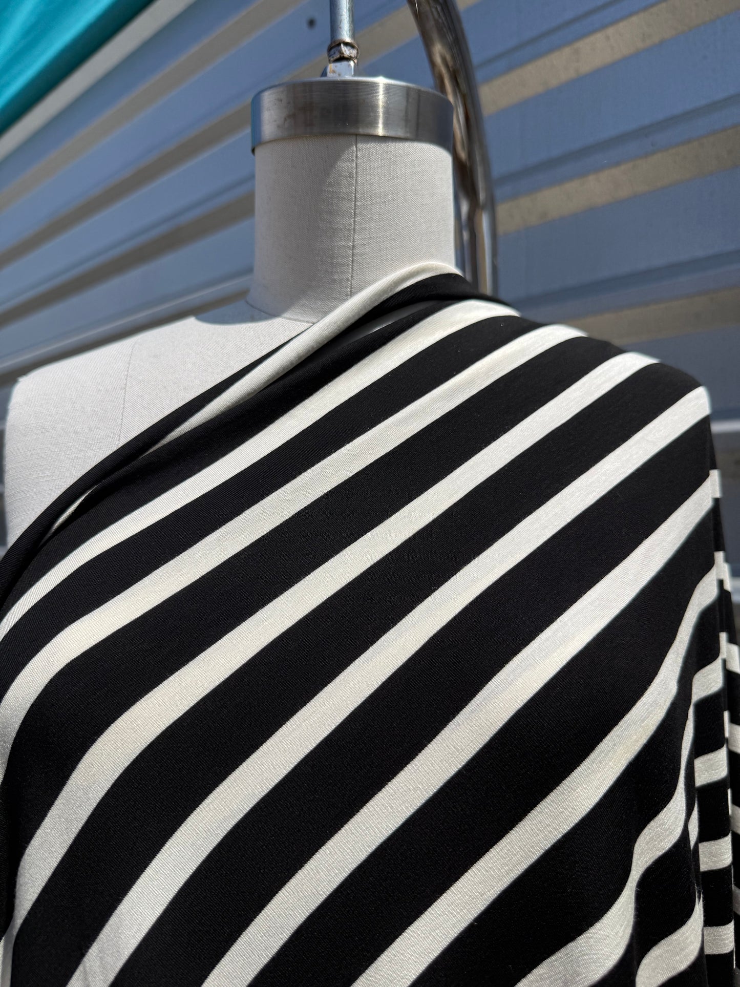 Black White Stripe Modal Jersey Knit “Cash”