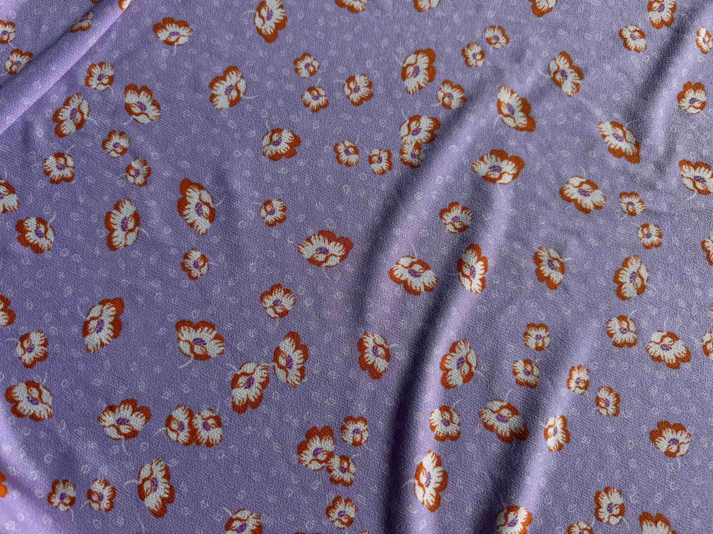 Purple Lavender Orange Floral Polyester Spandex Rib Knit "Danae"