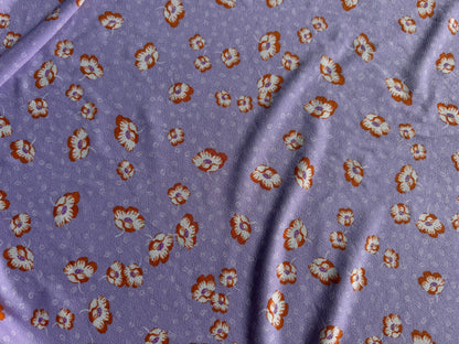 Purple Lavender Orange Floral Polyester Spandex Rib Knit "Danae"