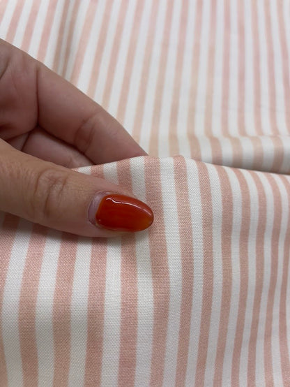 Pink White  Vertical Stripe Quilt Cotton Poplin Woven "Himalayan Pink "